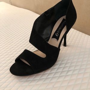 Classic black suede After Five dressy heels
